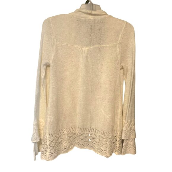Cato Womens Size Large Cardigan Sweater open Front White Double Flutter Sleeve L - Picture 4 of 4